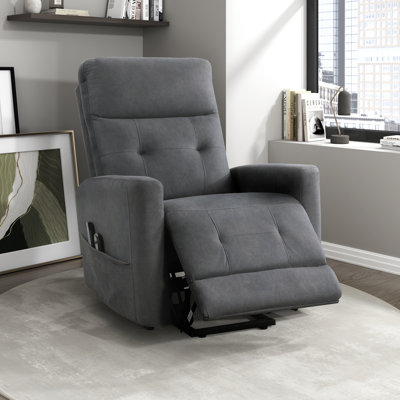 Yannis 32" Modern & Contemporary Textured Microfiber Power Lift Chair with Massage & Heat Settings & Gentle Lift Motion by Latitude Run