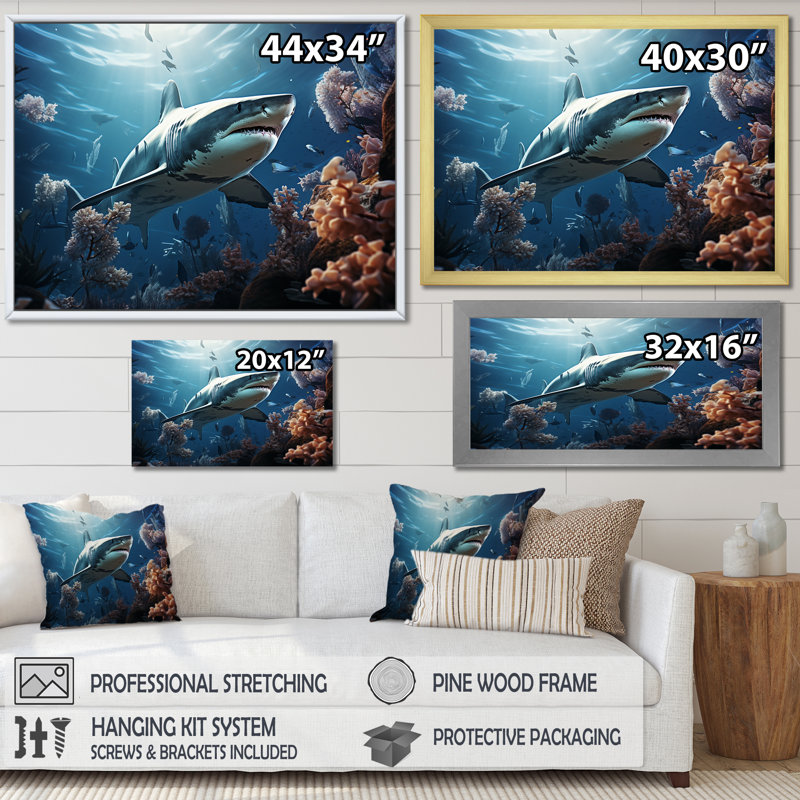 " Coral Sharks Ballet I ", Wrapped Canvas, 30" H x 40" W x 1.5" D