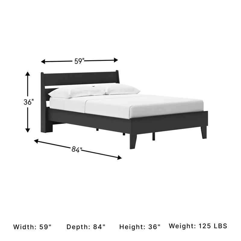 Socalle Full Panel Platform Bed, Black, Full