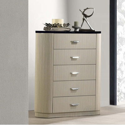 Commode 5 tiroirs avec surface en marbre
