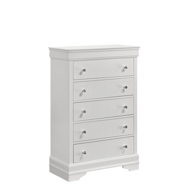 Commode 5 tiroirs Blaze, Blanc