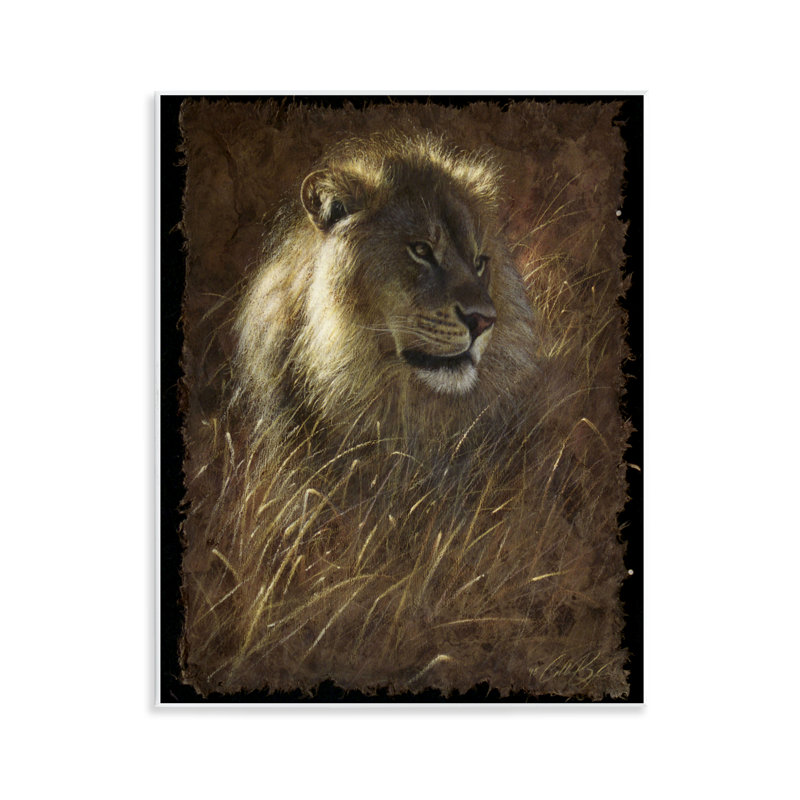 Lion On Rustic Bark Wall Plaque, design by Collin Bogle