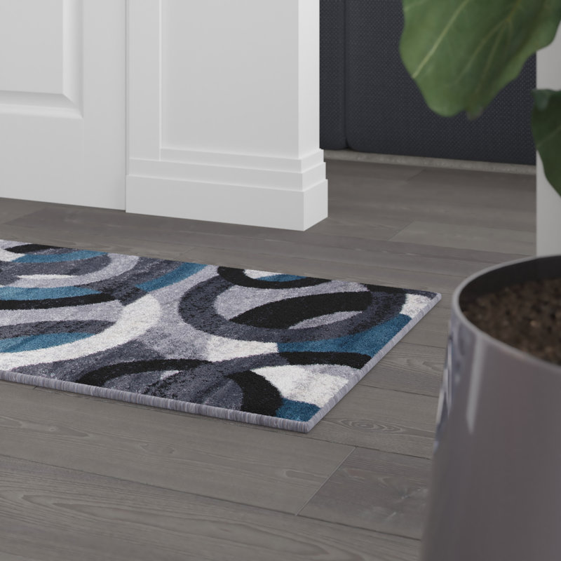Tapis à motif géométrique moderne Yadid, Tapis de couloir de 2 pi x 7 pi