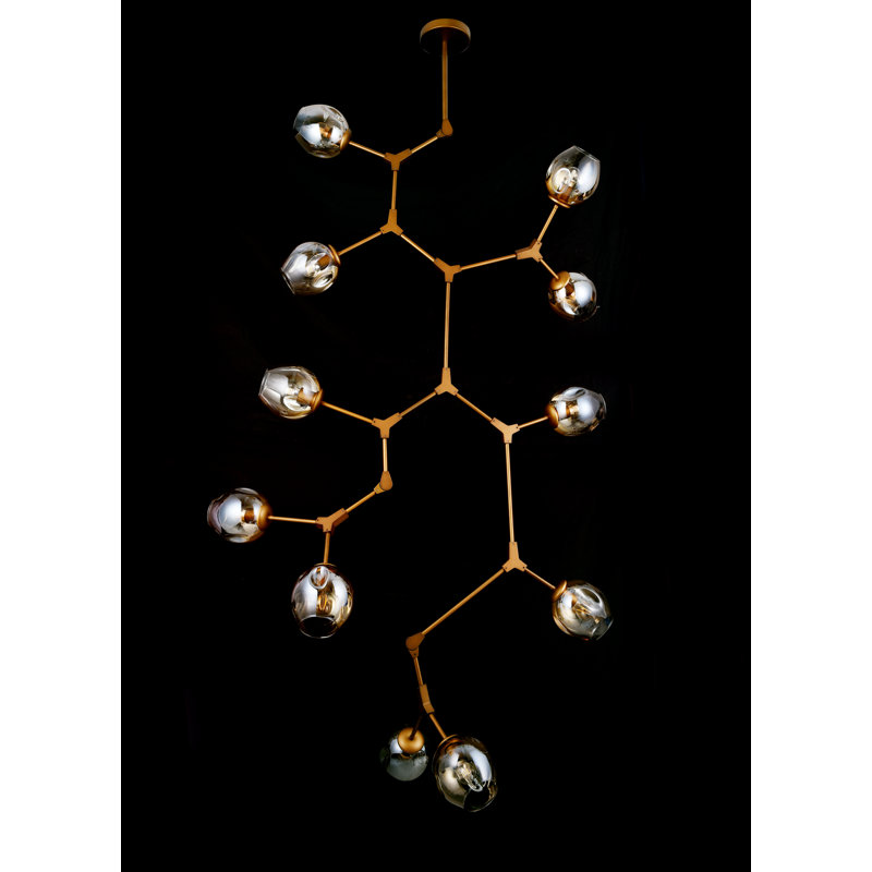Lustre géométrique 11 lumières unique/statement Clem, Champagne, Or français