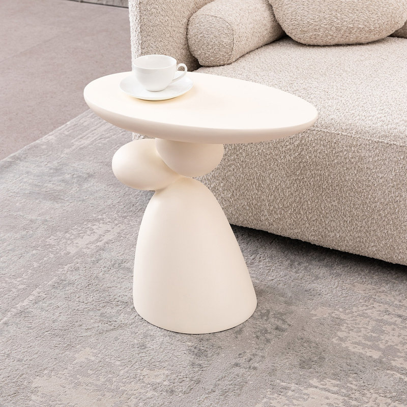 End Table, Fiberglass Side Table, Modern Minimalist Corner Table, Coffee table with Decoration,  Home Decor for Living Room, Bedroom, Guestroom