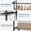 Over Washer and Dryer Storage Shelves, 4 Tiers Above Washer Dryer Storage Rack for Laundry Room Organization, Adjustable Height Clothes Drying Rack with Hanger Rod & Hook, Black