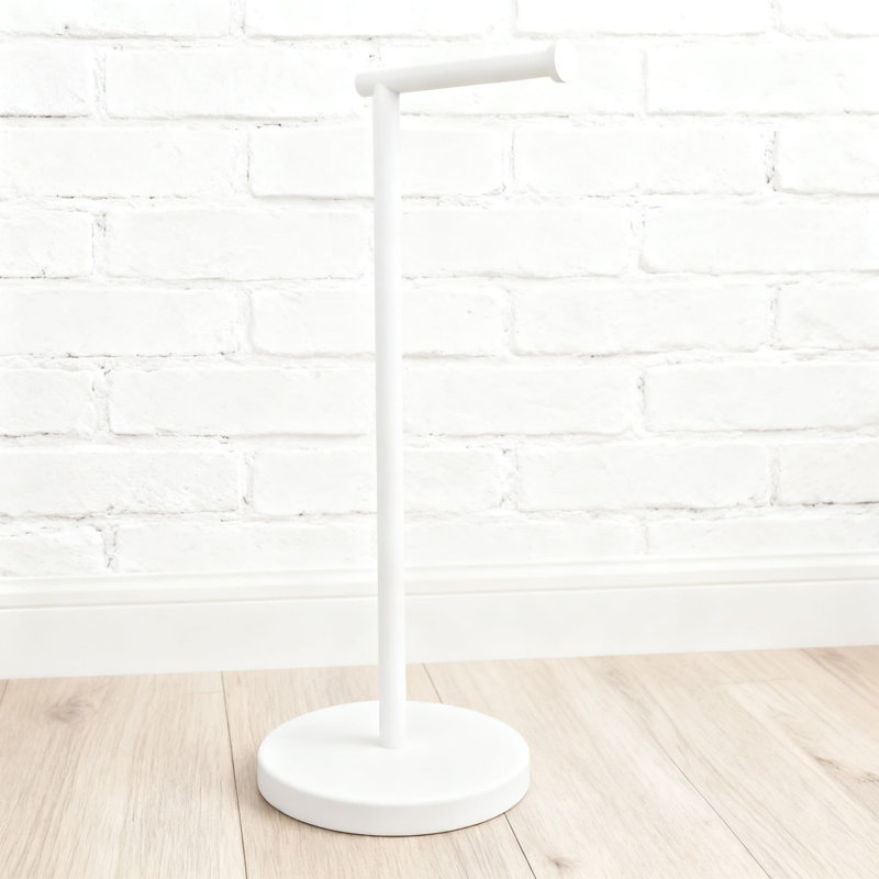 Porte-papier hygiénique mural sans perceuse en acier inoxydable avec base ronde pour salle de bain et cuisine, Blanc