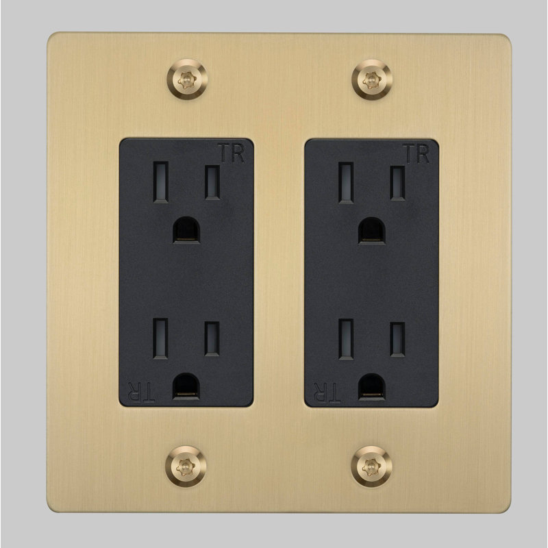 2G Duplex Outlet / Linear / Without Logo, Brass