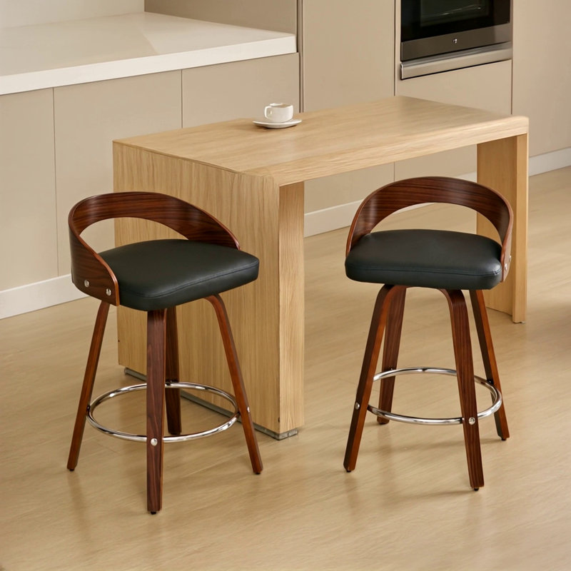 Ensemble de 2 tabourets de bar, Similicuir noir