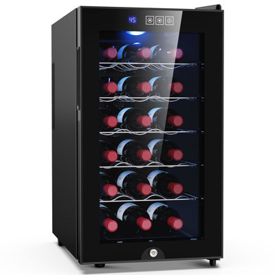 18 Bottle Wine Cooler, Freestanding Wine Fridge With 46-66 ℉ Digital Temperature Control, Countertop Wine Refrigerator For Wine Enthusiast, 48 L