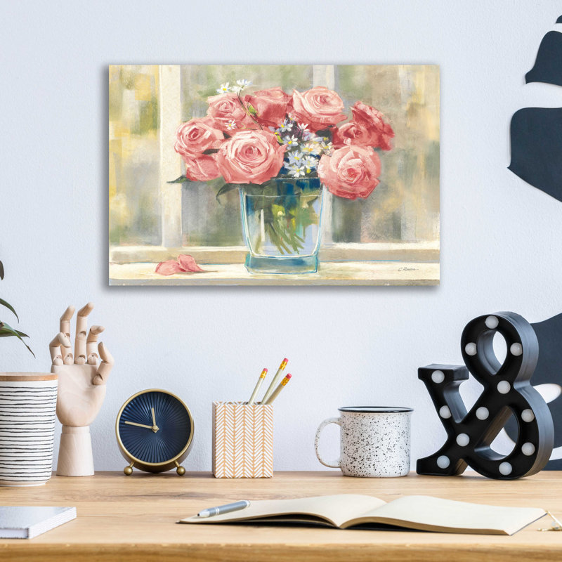 «Pink Roses» par Carol Rowan, H 12 po x l 16 po x P 0,13 po