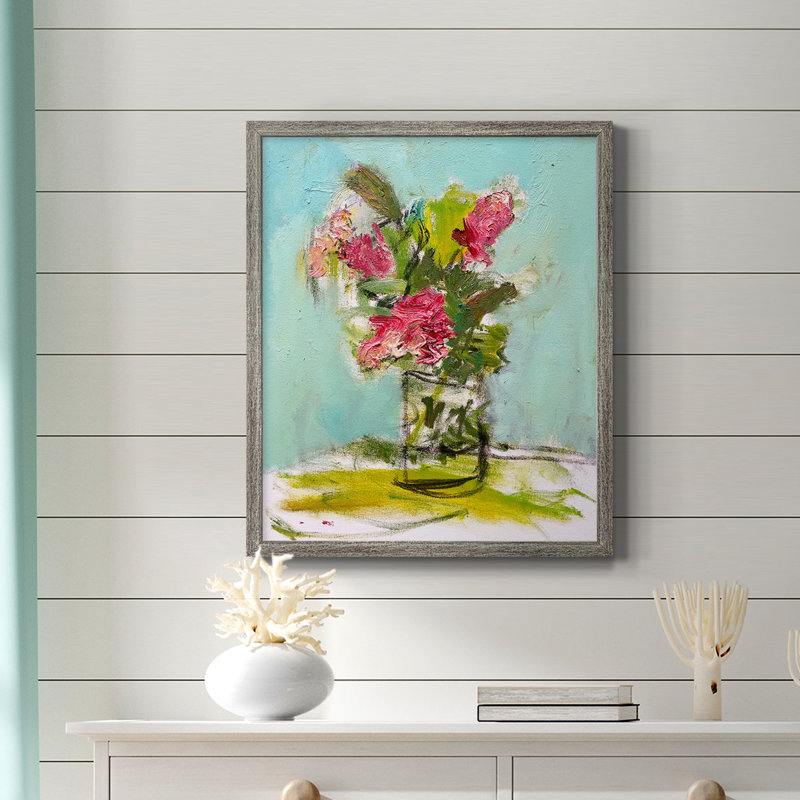 Toile encadrée Turquoise Lilly Premium - prête à être accrochée, Argent patiné, H 24 po x l 20 po