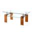 Table basse 39 "en verre transparent et brun avec tablette
