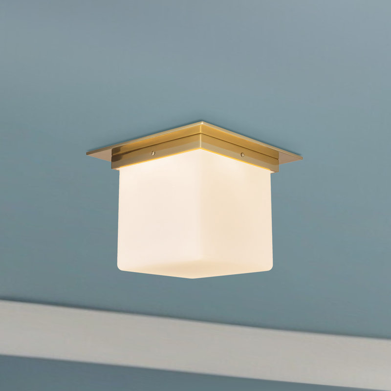 Mineral 11-in Brass Flush Mount, Opal Glass, Brass