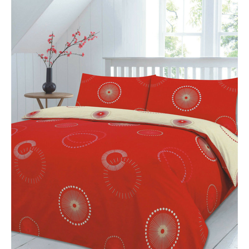Ethan-Ali Geometric Shapes Duvet Cover Set with Pillowcases Included, Red, Single Duvet Cover + 1 Standard Pillowcase