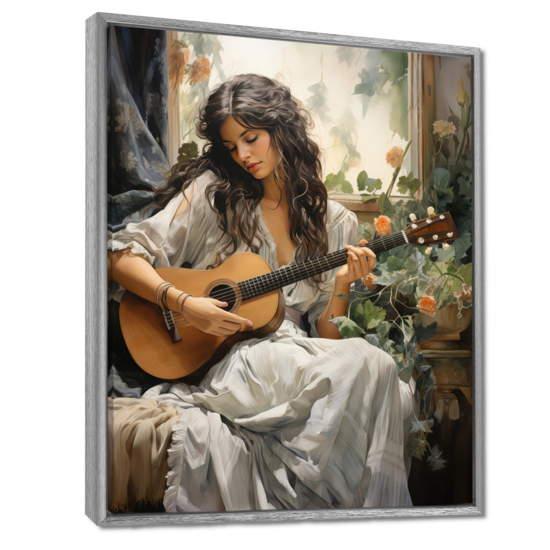 Boho Latina Woman Harmony I - Portrait, reproduction sur toile, H 32 po x l 16 po x P 1 po, Encadrement argenté
