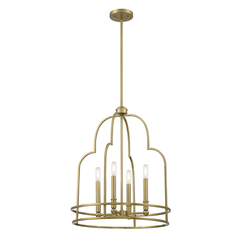 Luminaire suspendu géométrique 4 lumières, Doré