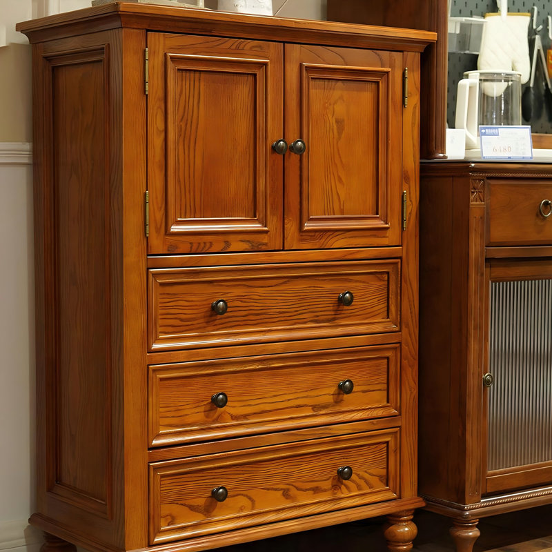 Commode 31,5 po à quatre tiroirs en bois massif Simple Browm