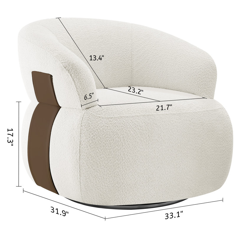 Hillip 33'' Wide Modern & Comfort Barrel Chair With 360 Degree Swivel(Set of 2), Off-White Polyester