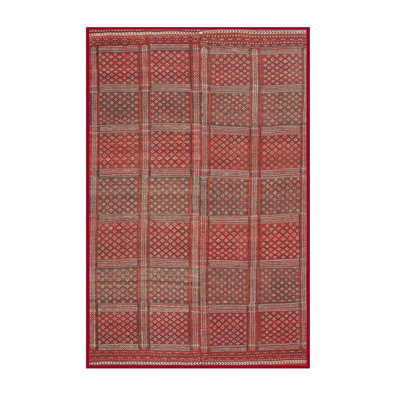 Tapis de zone rouge contemporaine, Rectangle 2 pi x 5 pi