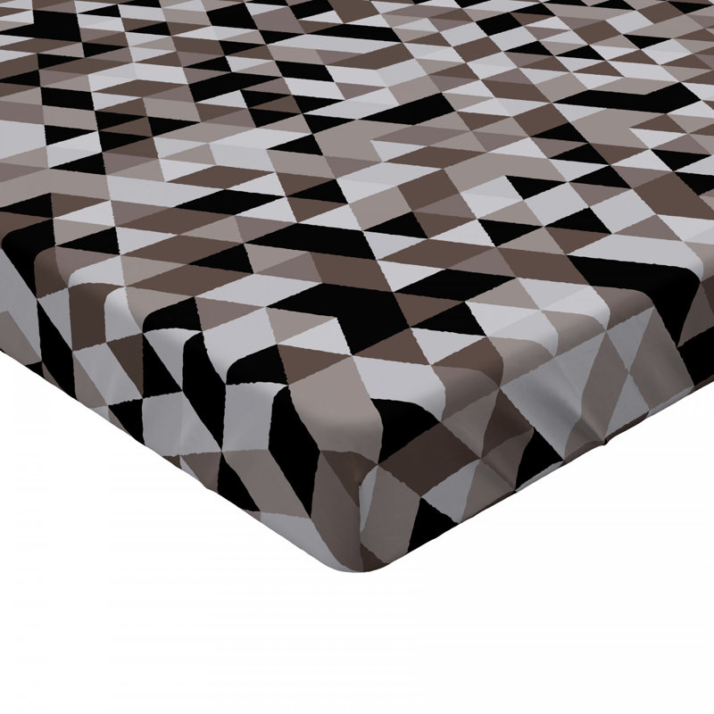Microfiber Geometric Fitted Sheet, Queen Fitted Sheet