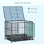 Chenil en cage robuste pour chien 43 po Pawhut avec roues verrouillables, porte double et plateau amovible, gris