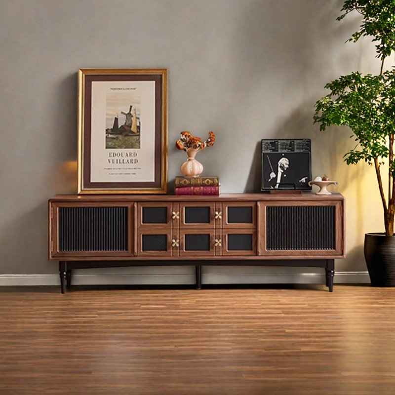 Meuble télé en bois de frêne avec tablettes réglables, H 21,45 po x L 70,86 po x l 15,75 po