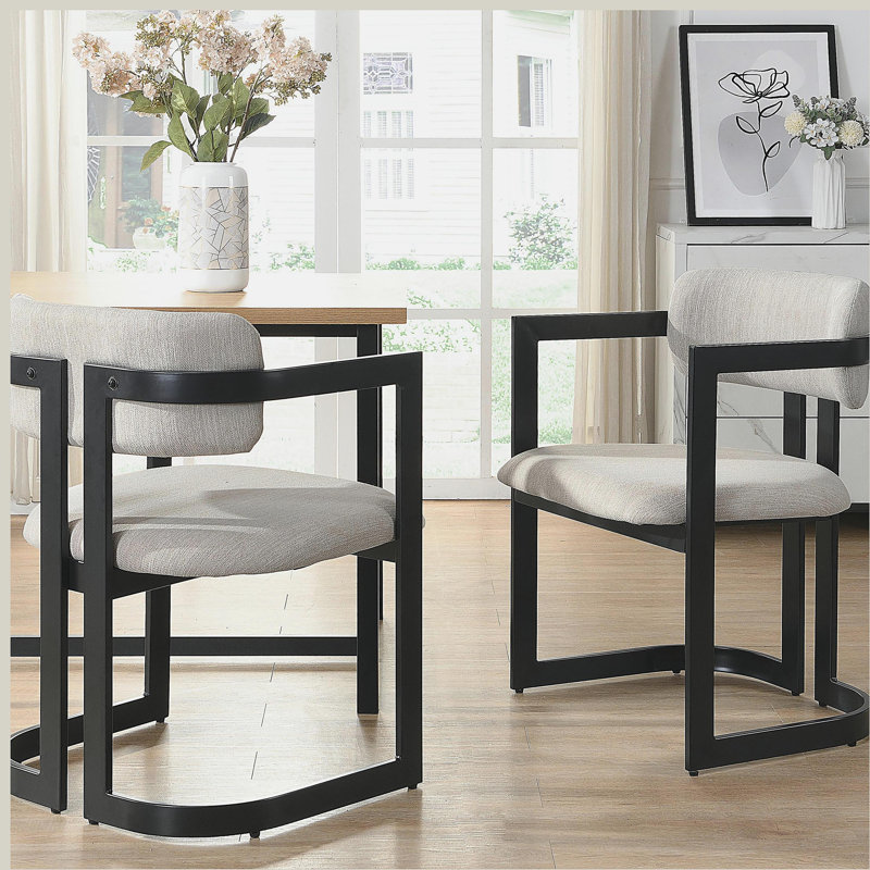Ensemble de 2 chaises de salle à manger rembourrées, Noir, Noir