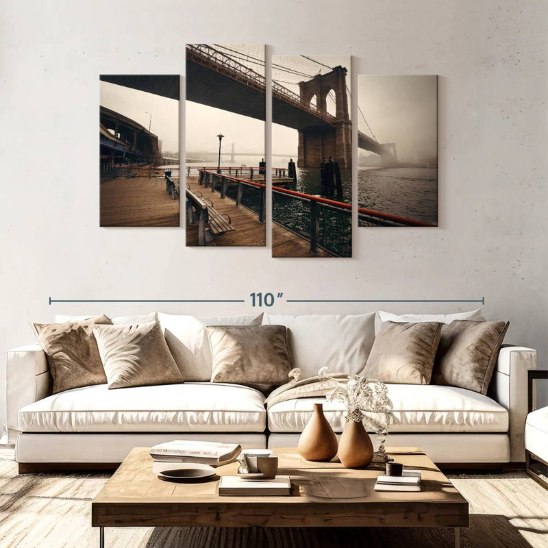 Lilie Foggy Brooklyn Bridge, 54'' H x 84'' W