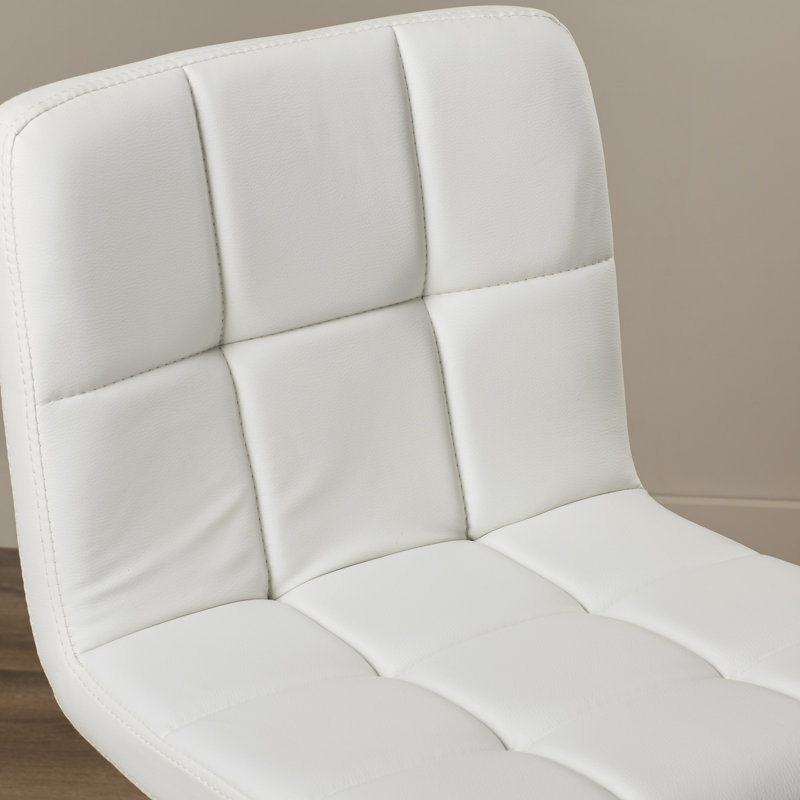 Aishvi Swivel Upholstered Adjustable Height Counter Stool with Metal Frame, White