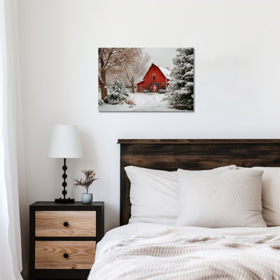 Hiver, art mural sur toile - Scène de campagne d'hiver, décoration murale, paysage d'hiver enneigé pour le salon, décorations murales encadrées, 12 x 16 po