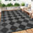  Reversible Outdoor Area Rug 9x18ft - Waterproof, Portable & Easy-Clean - Green Beige Diamond Design, Large Low-Pile Patio Carpet for RV, Camping, Porch, Balcony, Picnic, Beach, Gray-758866201