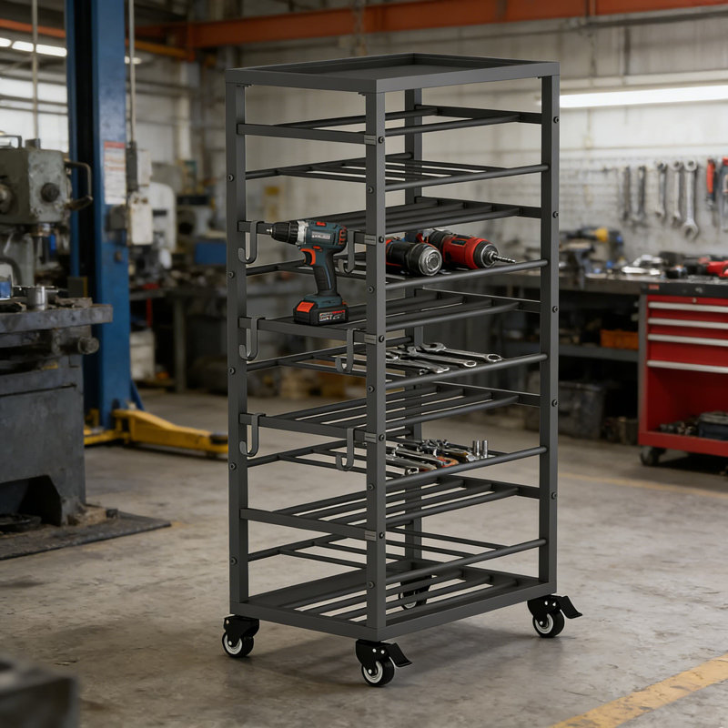 Chariot de peinture en aérosol en métal robuste avec plateau de rangement et roues verrouillables, support de rangement mobile pour garage, atelier et espace de travail