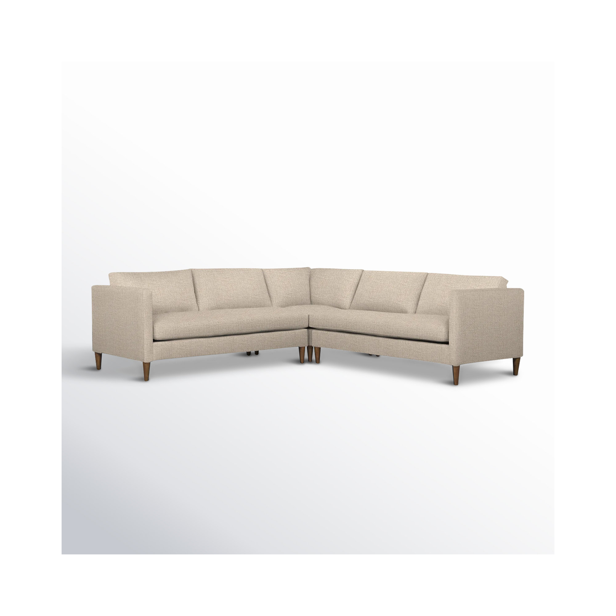 Clifford 3 - Piece Upholstered Custom L-Shape Sectional, Nomad Eggshell Crypton® Chenille