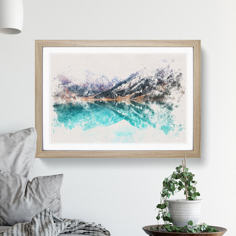 The Almaty Lake in Kazakhstan - Picture Frame Painting Print, Black Framed, 62cm H x 87cm W x 2cm D