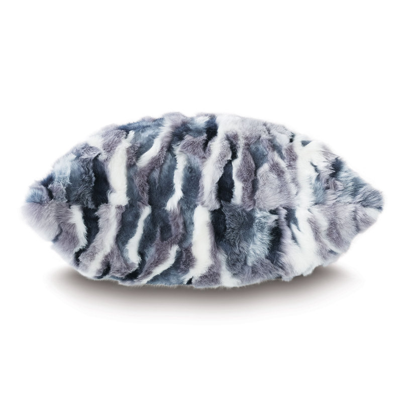 Tabitha Square Blue and Purple Faux-Fur Pillow