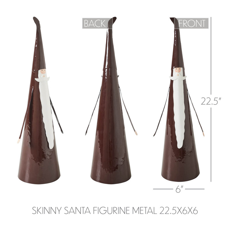 Figurine de père Noël en métal festive, H 22,5 po x l 6 po x P 6 po