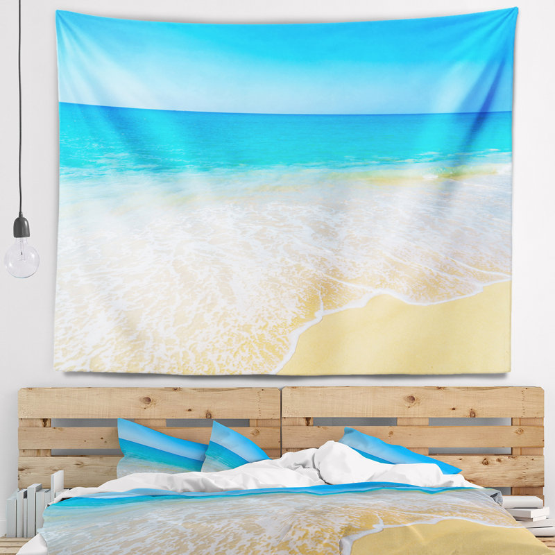 Tapisserie vagues de mer bleu calme seascape, H 32 po x l 39 po