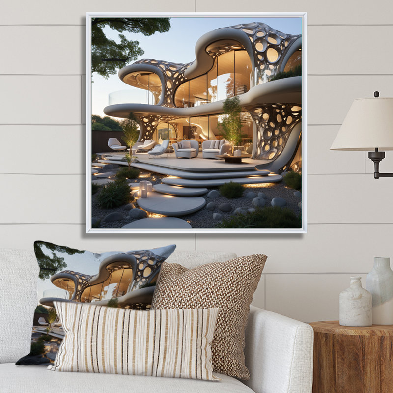 California Dream House IV - Cityscapes Wall Art Prints, H 30 po x l 30 po x P 1 po, Cadre flottant blanc