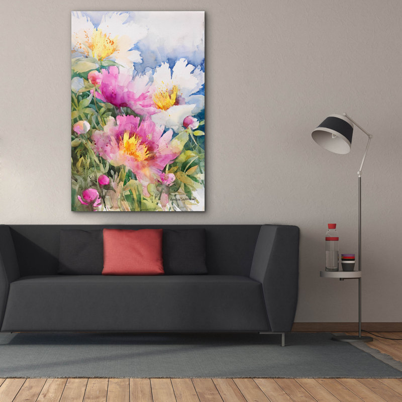 Art mural sur toile Winston Porter «Peony Performance» par Annelein Beukenkamp, H 60 po x l 40 po x P 1,5 po