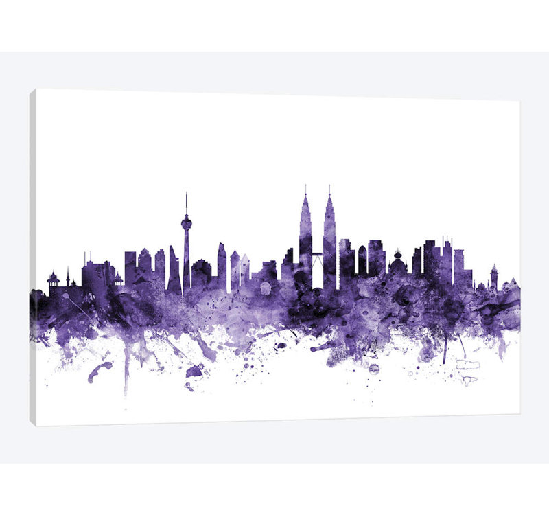 «Kuala Lumpur, Malaisie» par Michael Tompsett - reproduction sur toile tendue, H 18 po x l 26 po x P 1,5 po, Toile tendue