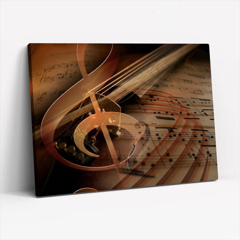 «Music Notes», reproduction d'art sur toile, ensemble de 1, 32"H x 48"W, Toile tendue