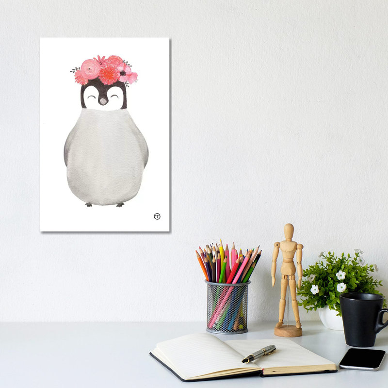 Penguin Paper by Creating Taryn - Wrapped Canvas Print, 20.32 cm H x 30.48 cm W