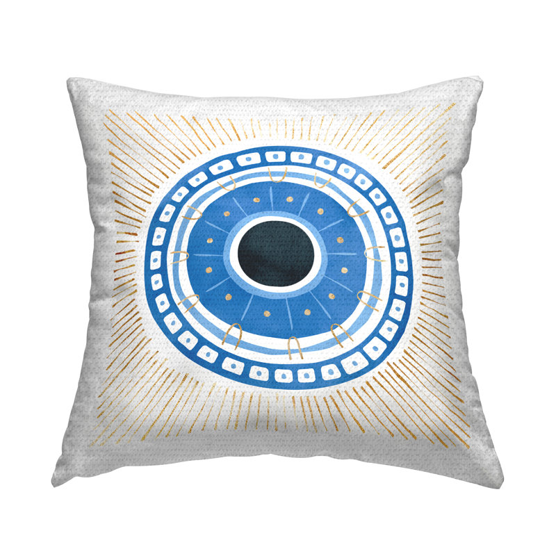 Coussin d'extérieur à motif géométrique Evil Eye