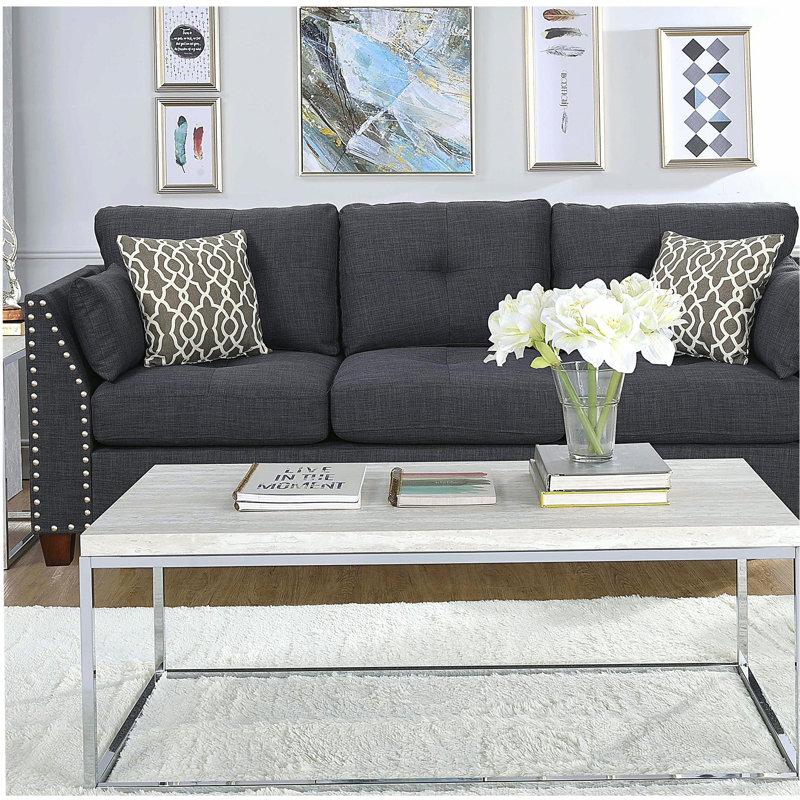 Light Oak and Chrome Coffee Table with Open Base