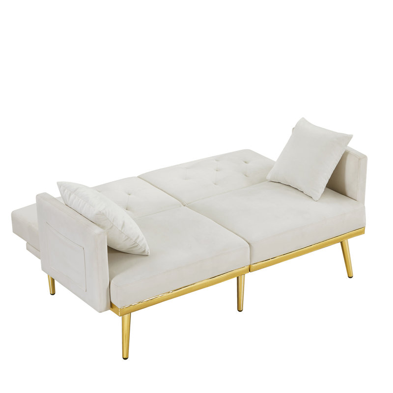 Canapé-lit en velours blanc crème