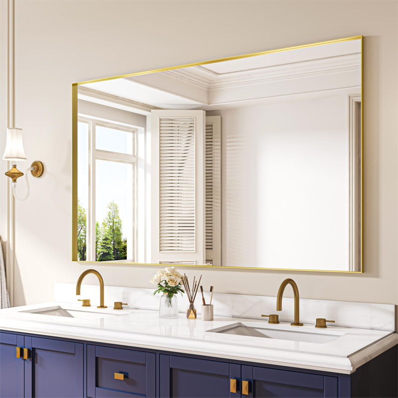 Metal Rectangle Mirror, Gold, 32" x 72"