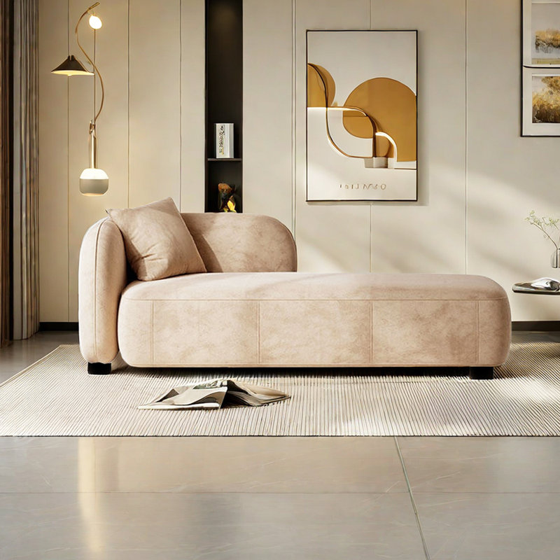 Chaise longue rembourrée Kurtlin, Accoudoir à gauche (vu de face), Abricot