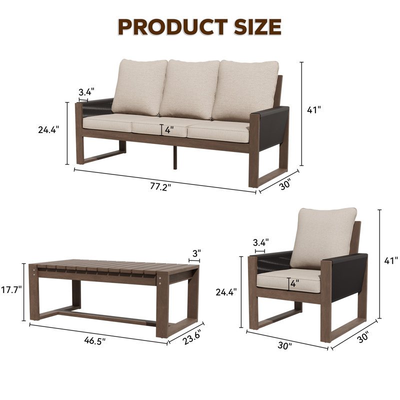5-person Patio Seating Group With Cushions, Beige