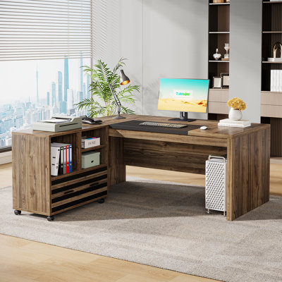 Biondi 62.2" Executive Desk with Mobile File Cabinet